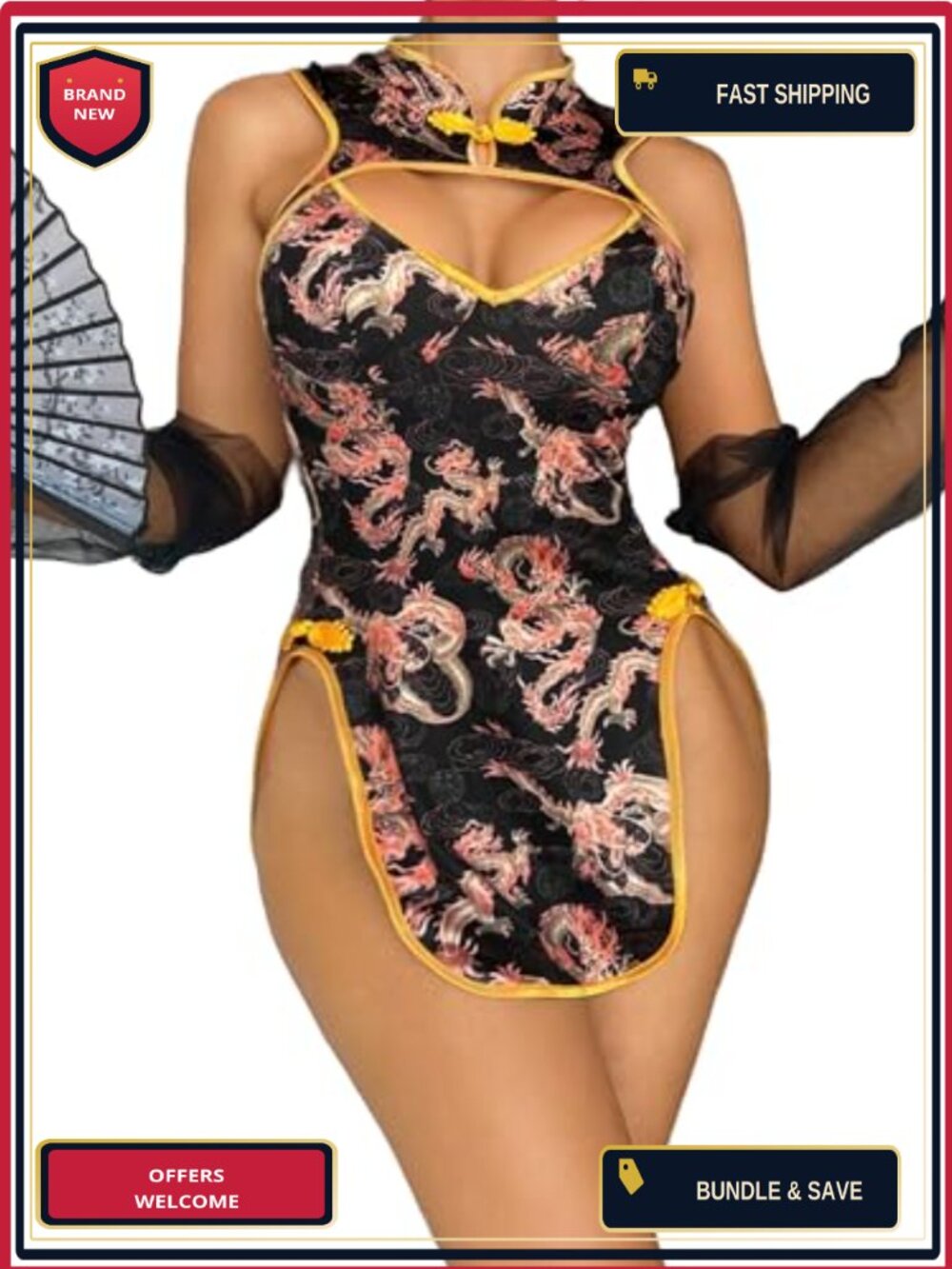 Sexy Lingerie Fantasy Costume Cut-Out Slit Adjustable Straps Exotic Apparel
